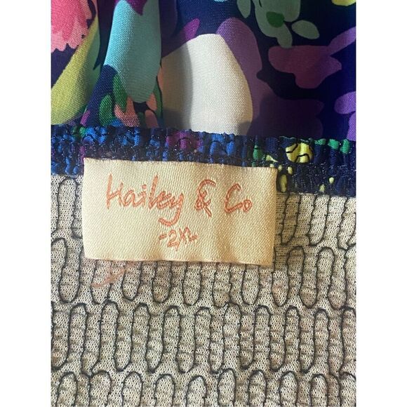 Hailey & Co Womens Navy Multi Colored Floral Ruffle Smocked Jumpsuit Size 2XL - Picture 5 of 6